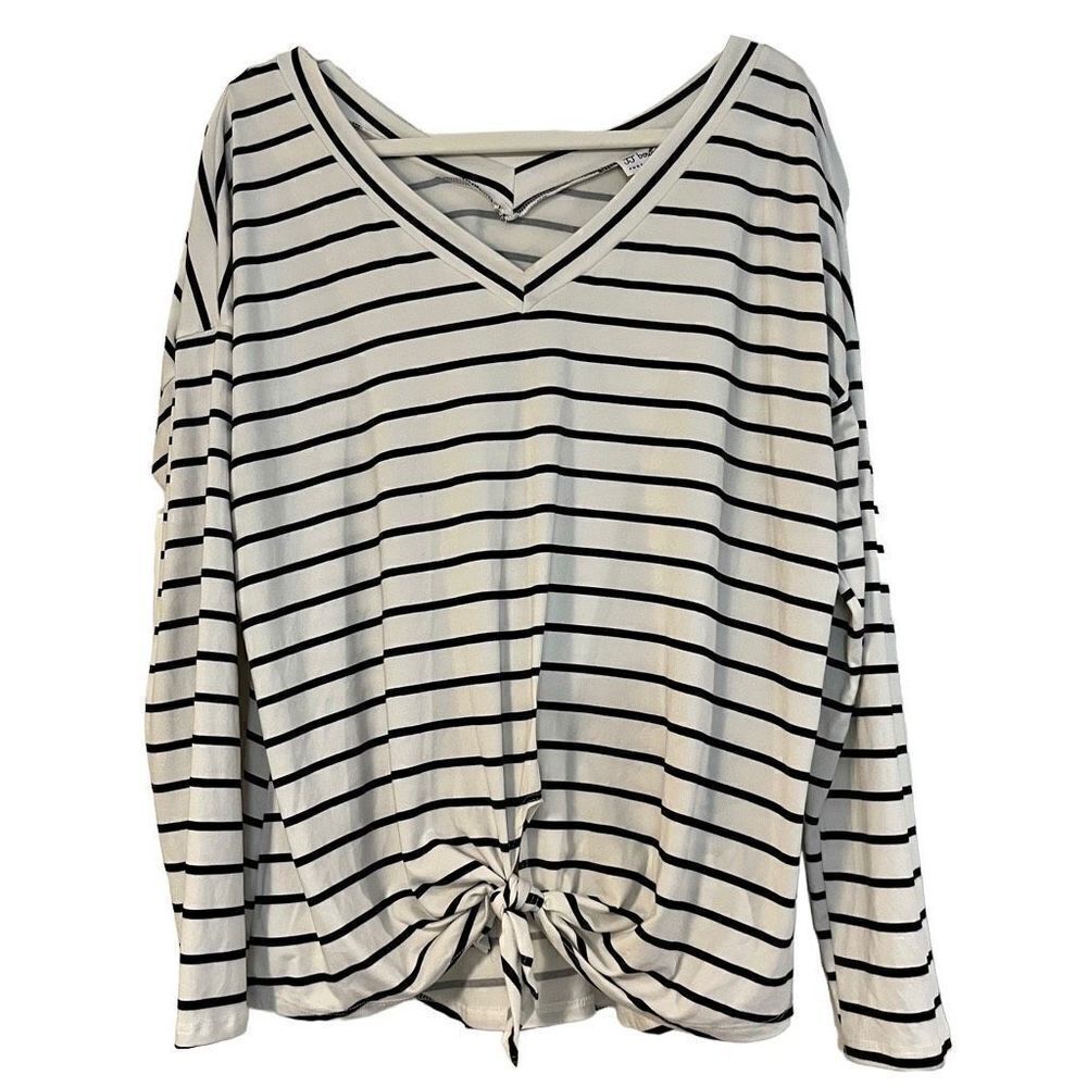 JJ Boutique Striped V-Neck Tie Front Top Size Medium